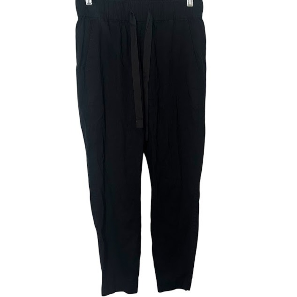 Theory Black Toro Linen Blend Cropped Drawstring Pants Womens P‎ (XS)